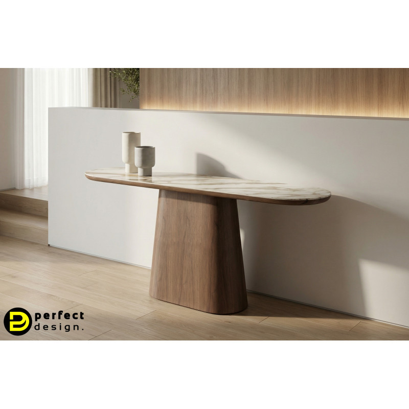 MACABEO prémium kerámia/dió konzolasztal - 180cm