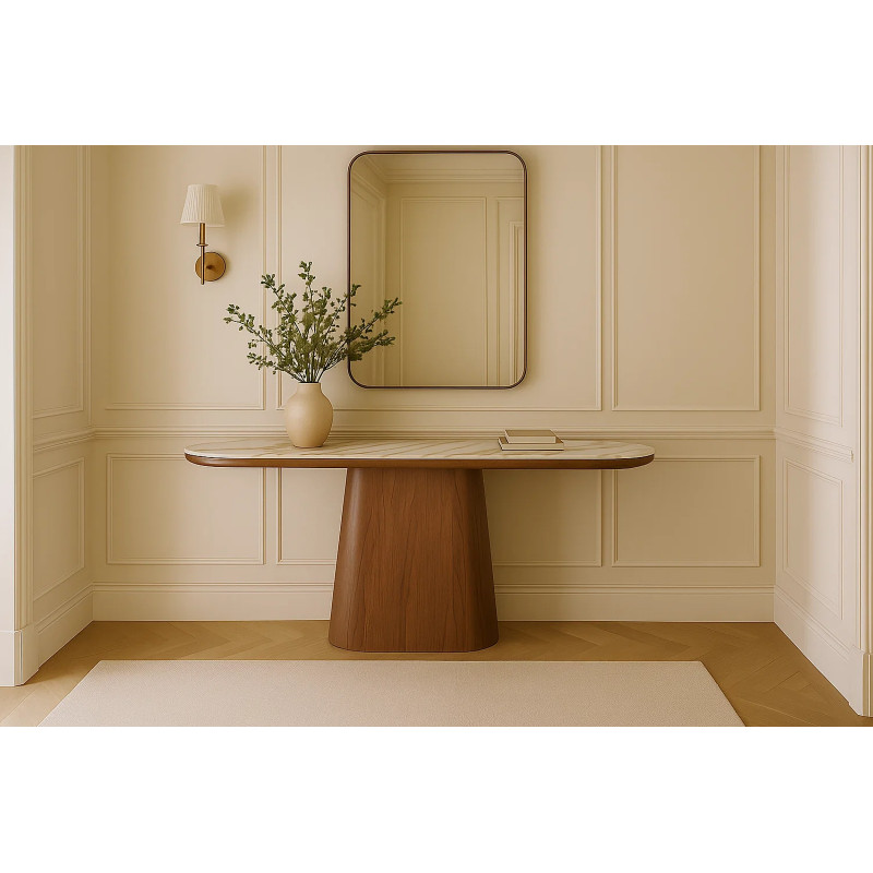 MACABEO prémium kerámia/dió konzolasztal - 180cm