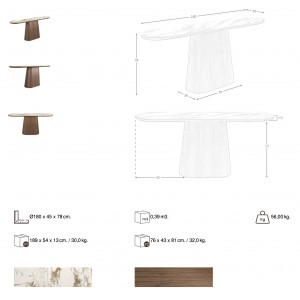 MACABEO prémium kerámia/dió konzolasztal - 180cm