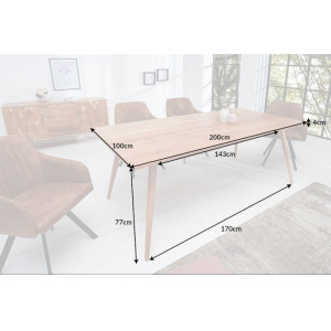 HEXAGON tömör akác étkezőasztal 200cm