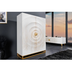 GOLDEN SUNSET exkluzív mangófa bárszekrény - 140cm - fehér