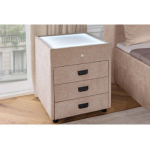 PARIS modern bársony éjjeliszekrény - beige Éjjeliszekrények