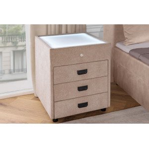 PARIS modern bársony éjjeliszekrény - beige Éjjeliszekrények