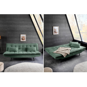 JAZZ modern kordbársony kanapéágy - 195cm - beige/zöld/szürke