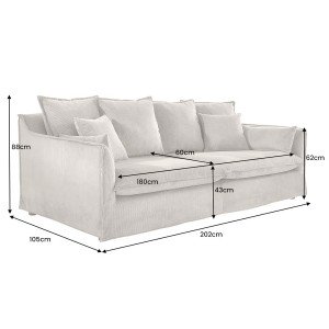 HEAVEN modern kordbársony kanapé - 200cm - taupe