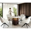 LUCENTE prémium márvány étkezőasztal - 140cm - arany/ezüst