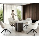 LUCENTE prémium márvány étkezőasztal - 140cm - arany/ezüst