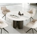 LUCENTE prémium márvány étkezőasztal - 140cm - arany/ezüst