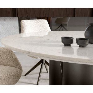 LUCENTE prémium márvány étkezőasztal - 140cm - arany/ezüst