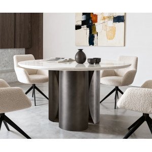 LUCENTE prémium márvány étkezőasztal - 140cm - arany/ezüst