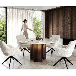LUCENTE prémium márvány étkezőasztal - 140cm - arany/ezüst