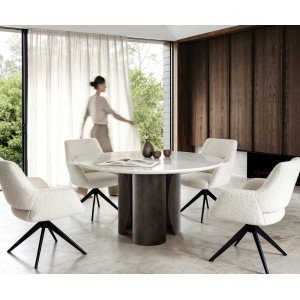 LUCENTE prémium márvány étkezőasztal - 140cm - arany/ezüst