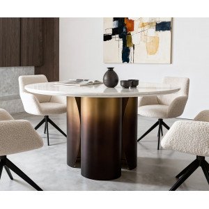 LUCENTE prémium márvány étkezőasztal - 140cm - arany/ezüst