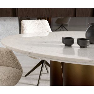 LUCENTE prémium márvány étkezőasztal - 140cm - arany/ezüst