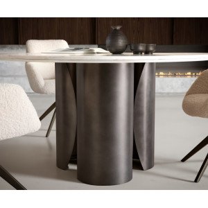 LUCENTE prémium márvány étkezőasztal - 140cm - arany/ezüst