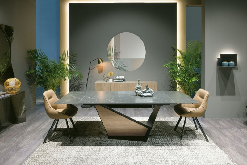 GALEONE prémium kerámia bővíthető étkezőasztal - 160-240cm - fekete/dió