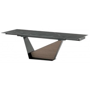 GALEONE prémium kerámia bővíthető étkezőasztal - 160-240cm - fekete/dió