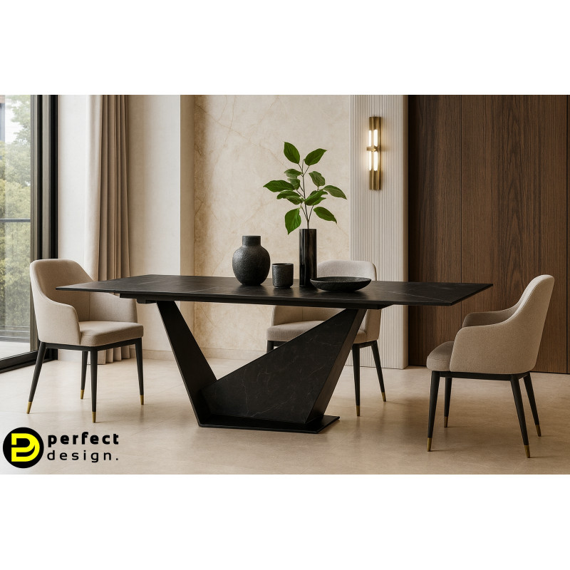 GALEONE prémium kerámia bővíthető étkezőasztal - 160-240cm - fekete