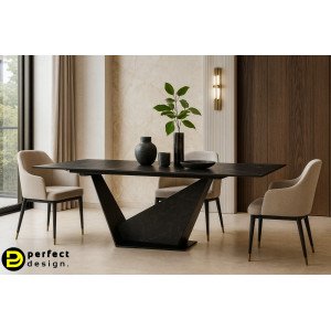 GALEONE prémium kerámia bővíthető étkezőasztal - 160-240cm - fekete Bővíthető étkezőasztal