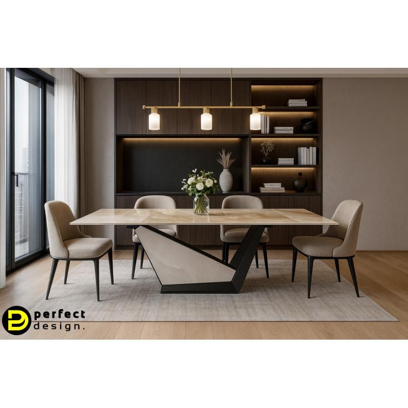 GALEONE prémium kerámia bővíthető étkezőasztal - 160-240cm - barna