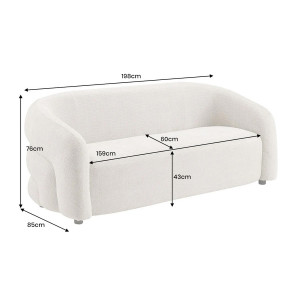 VOGUE design kanapé - 198cm - beige