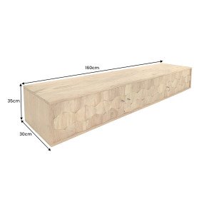 HEXAGON tömör akác fali TV-szekrény - 160cm