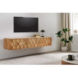 HEXAGON tömör akác fali TV-szekrény - 160cm