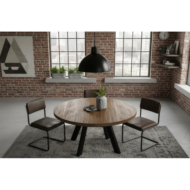 CRAFTER tömör mangófa étkezőasztal - 120cm - barna