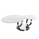 DANCING RINGS exkluzív kerámia dohányzóasztal - fehér/króm