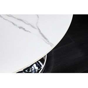 DANCING RINGS exkluzív kerámia dohányzóasztal - fehér/króm