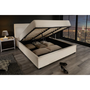 ROCCO modern kordbársony ágykeret -  180x200cm - beige