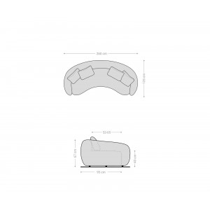 LARNA modern kanapé - beige kordbársony - 260cm