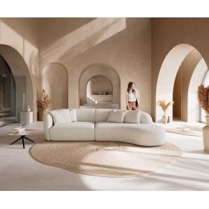 MARINI modern kanapé - krém fehér bouclé - 330cm