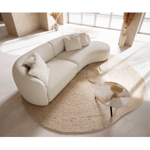 MARINI modern kanapé - krém fehér bouclé - 330cm