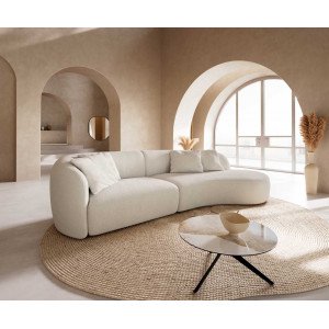 MARINI modern kanapé - krém fehér bouclé - 330cm