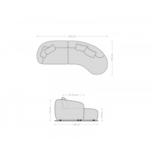 MARINI modern kanapé - szürke - 330cm