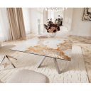 INFINITO prémium kerámia étkezőasztal - 180-220cm - beige márvány