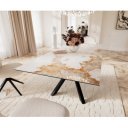 INFINITO prémium kerámia étkezőasztal - 180-220cm - beige márvány