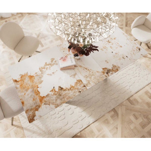 INFINITO prémium kerámia étkezőasztal - 180-220cm - beige márvány