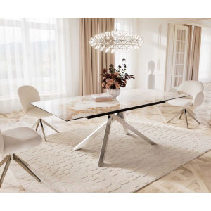 INFINITO prémium kerámia étkezőasztal - 180-220cm - beige márvány