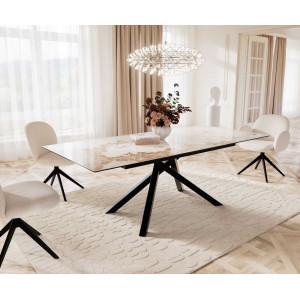 INFINITO prémium kerámia étkezőasztal - 180-220cm - beige márvány