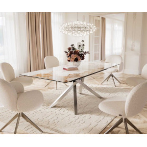 INFINITO prémium kerámia étkezőasztal - 180-220cm - beige márvány