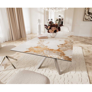 INFINITO prémium kerámia étkezőasztal - 180-220cm - beige márvány