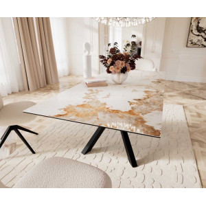 INFINITO prémium kerámia étkezőasztal - 180-220cm - beige márvány