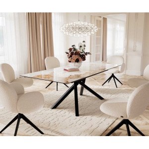 INFINITO prémium kerámia étkezőasztal - 180-220cm - beige márvány