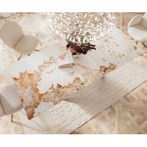INFINITO prémium kerámia étkezőasztal - 180-220cm - beige márvány