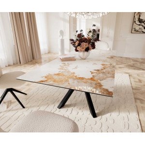 INFINITO prémium kerámia étkezőasztal - 180-220cm - beige márvány