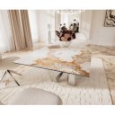 IMPERIO prémium kerámia étkezőasztal - 180-220cm - beige márvány