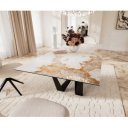 IMPERIO prémium kerámia étkezőasztal - 180-220cm - beige márvány