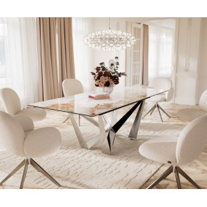 IMPERIO prémium kerámia étkezőasztal - 180-220cm - beige márvány